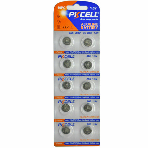 10 PKCELL AG6 LR69 LR921 SR920SW SR921 371A 37 1.5V Alkaline Button Cell Battery